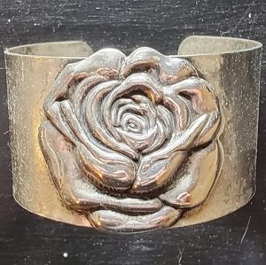 Silver Heart Hinged Cuff Bracelet